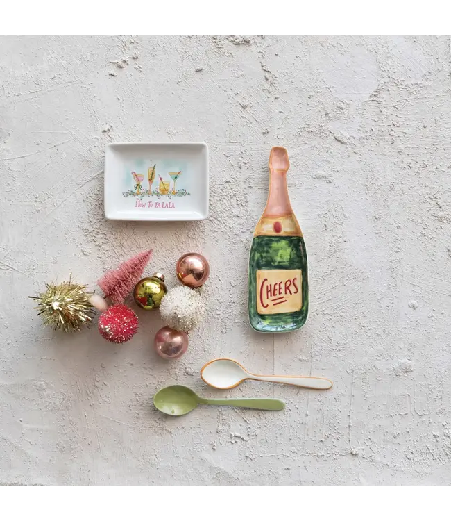 Stoneware Dish With Holiday Cocktails "How to FA LA LA"