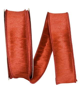 1.5 Inch Dupioni Supreme Wired Edge Rust Ribbon