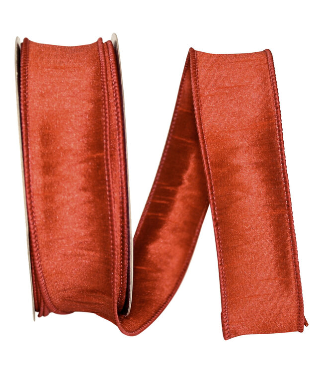 1.5 Inch Dupioni Supreme Wired Edge Rust Ribbon