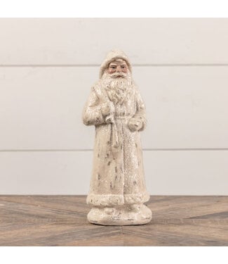 11.5" Santa in White w/ Silver Glitter