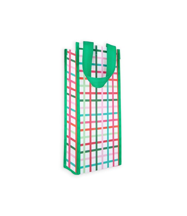 Wine Bag Festive Plaid