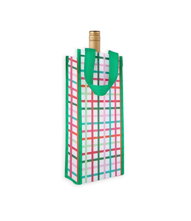 Wine Bag Festive Plaid