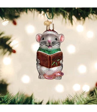 OLD WORLD CHRISTMAS Grey Caroling Mouse Ornament