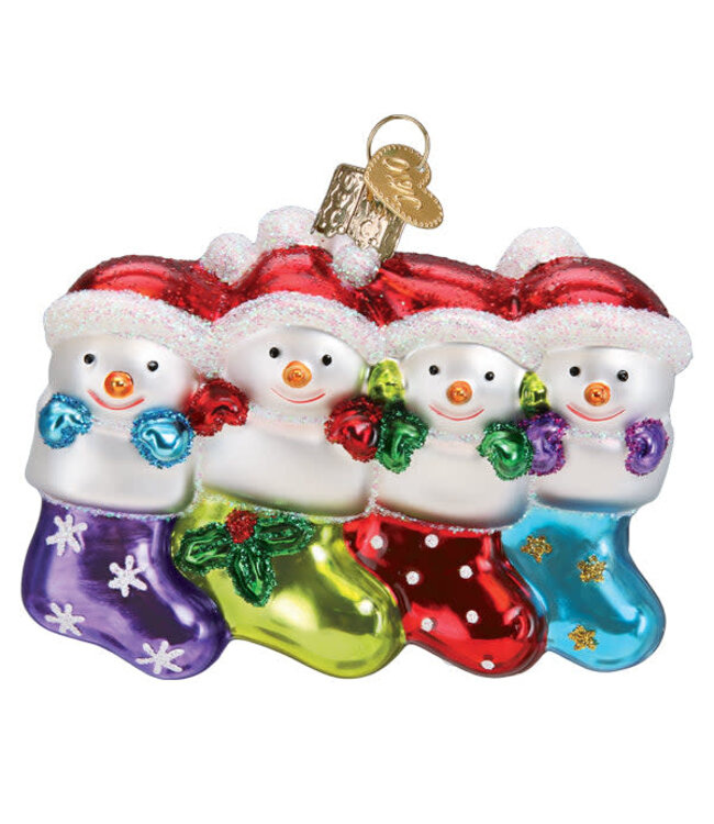 OLD WORLD CHRISTMAS Snow Family Of 4 Ornament