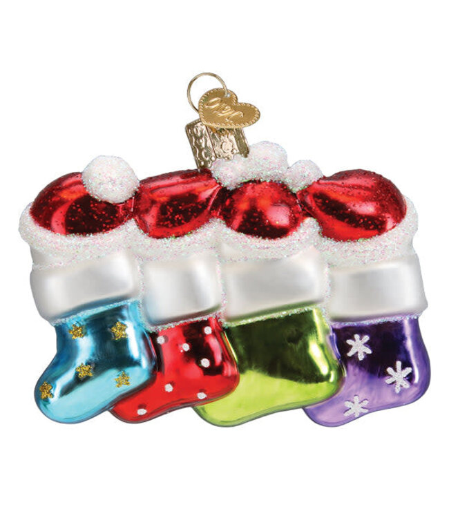 OLD WORLD CHRISTMAS Snow Family Of 4 Ornament