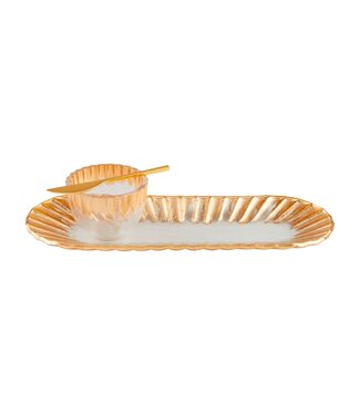 Gold Edge Ruffle Tray & Dip Set