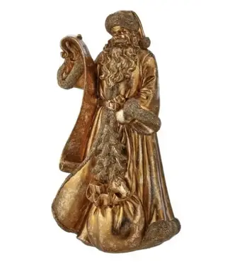 15.5" Resin Gilded Santa with Toy Sack