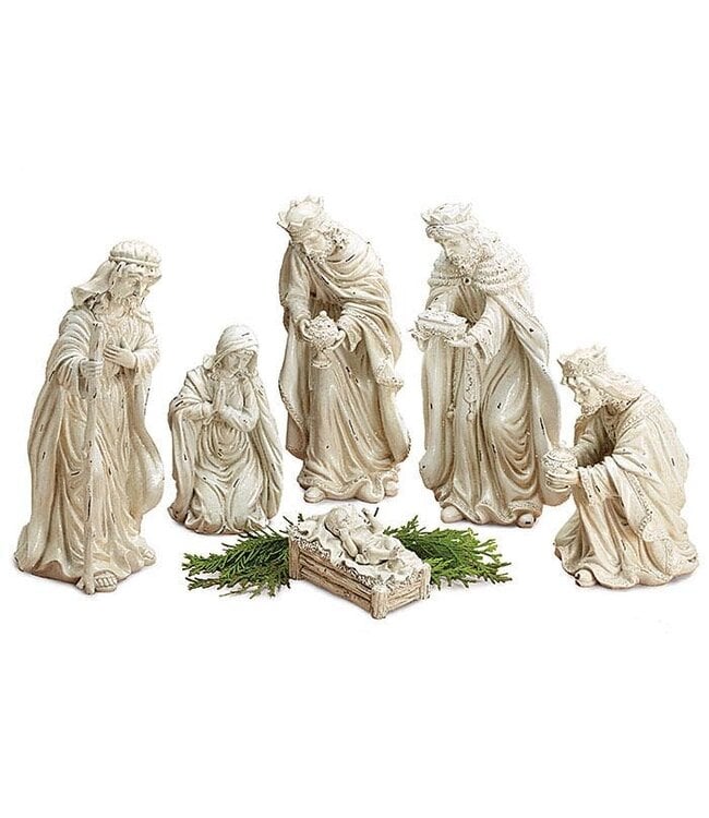 Distressed White Nativity - Sold as Set
