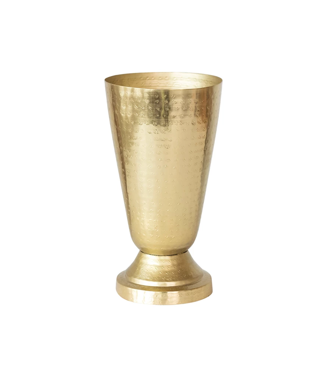 Hammered Metal Vase - Gold Finish