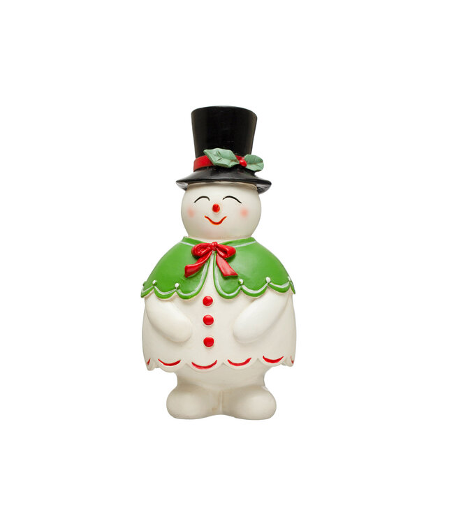 Resin Snowman Toothpick Holder With Top Hat - Multi Color