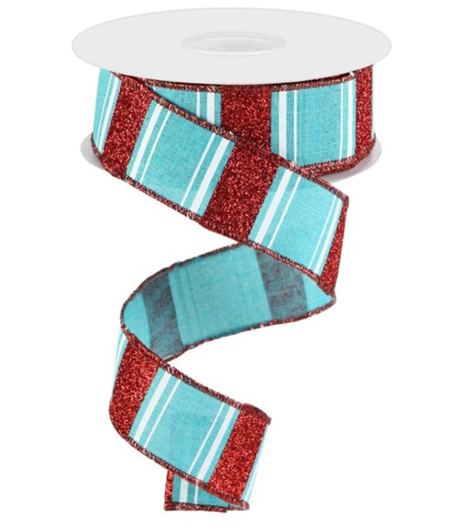 1.5"X10yd Multi Stripe/Bold Glitter Ribbon