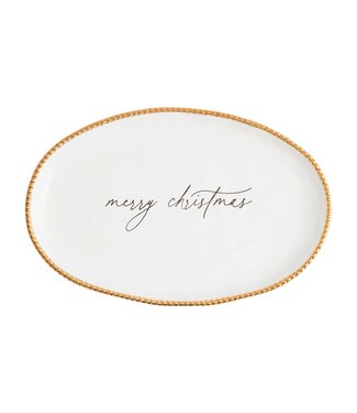 Merry Christmas Gold Bead Platter