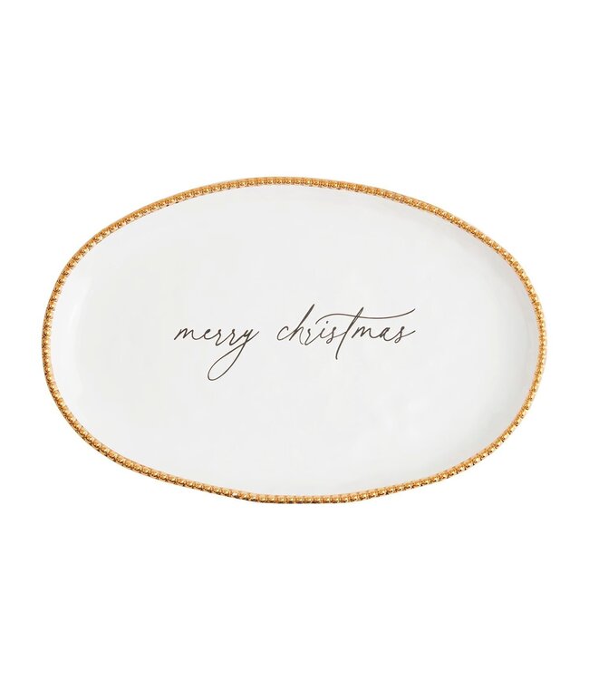 Merry Christmas Gold Bead Platter