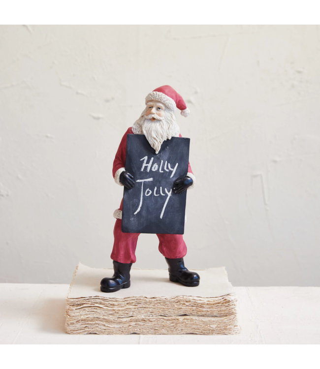 Resin Santa W/ Chalkboard - Red, White & Black