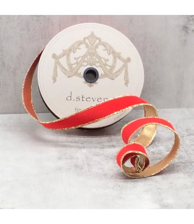 1" x 25yds Flocked Velvet Metallic Gold Back