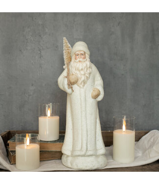16” Santa With Snowy Tree - Ivory