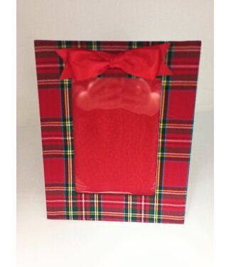 5 x 7 Highlander Plaid Vertical Frame with Red Satin Bow