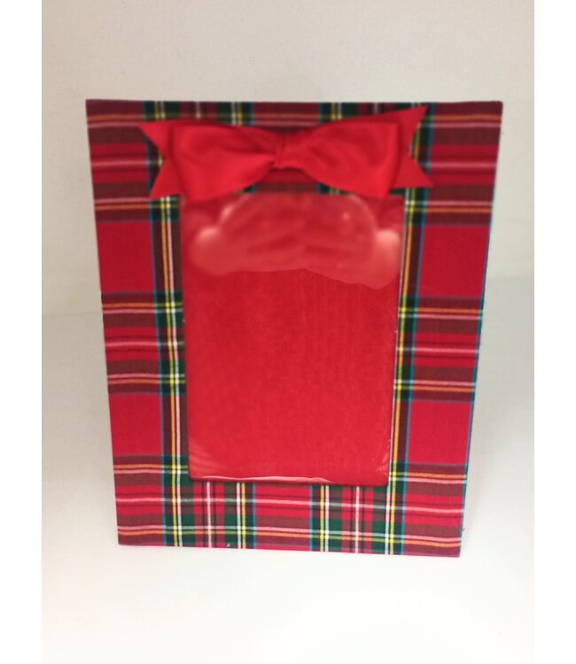 5 x 7 Highlander Plaid Vertical Frame with Red Satin Bow
