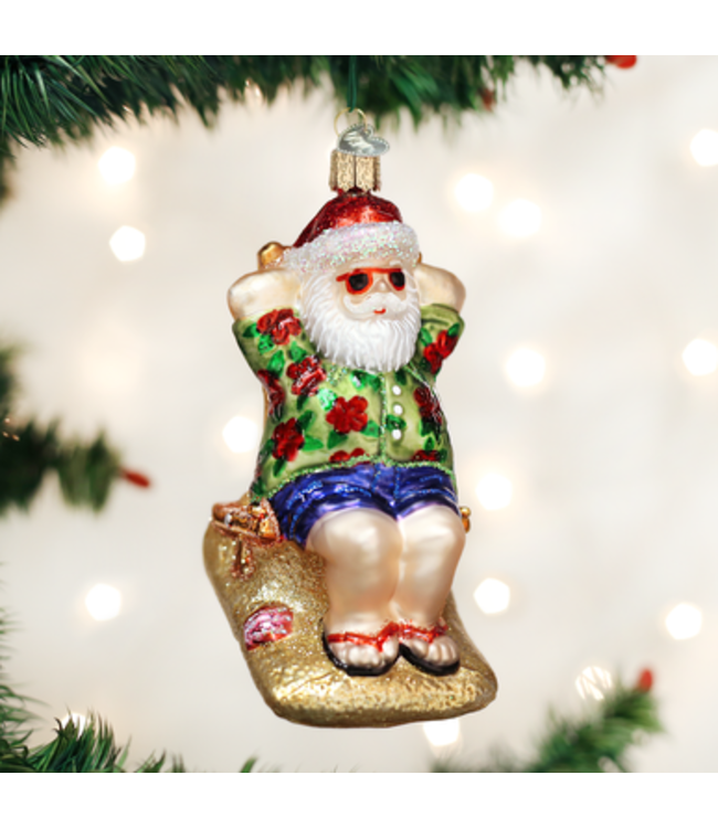 OLD WORLD CHRISTMAS Sunning Santa Ornament