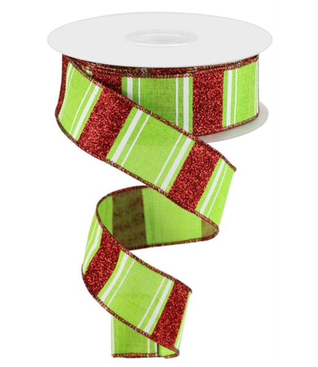 1.5"X10yd Multi Stripe/Bold Glitter Ribbon