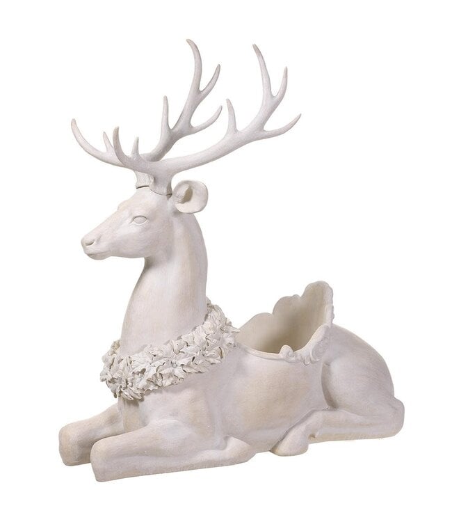 45.5" Reindeer Planter Beige