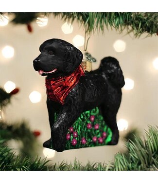 OLD WORLD CHRISTMAS Black Doodle Dog Ornament