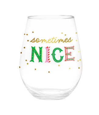 Jumbo Stemless Wine Glass - Naughty/Nice