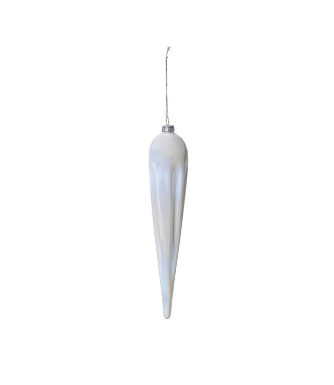 Frosty Pearl Glass Icicle Ornament