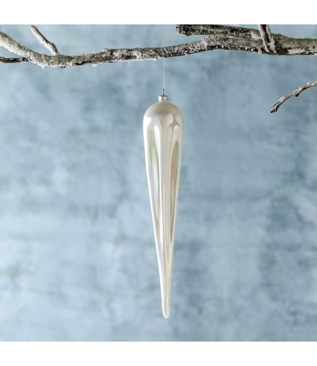 Frosty Pearl Glass Icicle Ornament