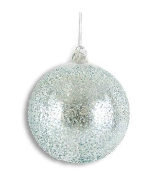 4.75 Inch Light Blue Textured Mercury Glass Round Ornament