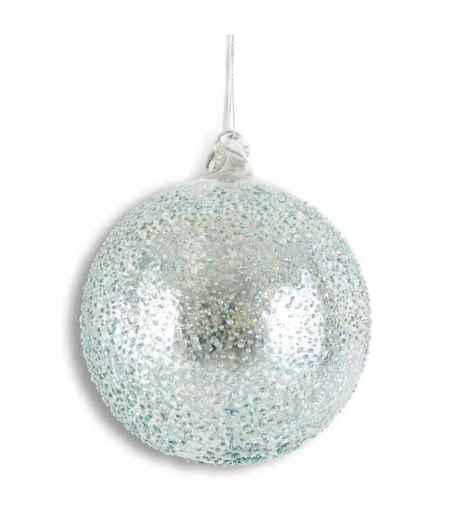 4.75 Inch Light Blue Textured Mercury Glass Round Ornament