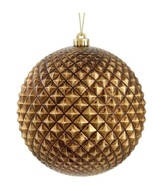 8" Antique Plastic Ball Ornament Gold Antique