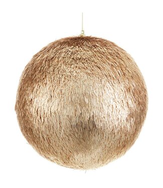 8" Tinsel Ball Ornament Gold
