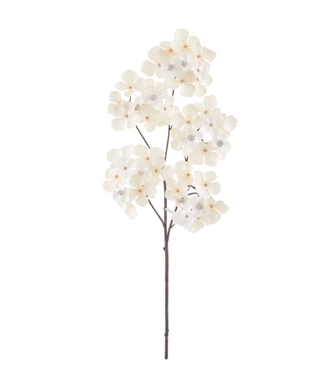 24" Diamond Velvet Hydrangea Spray Cream