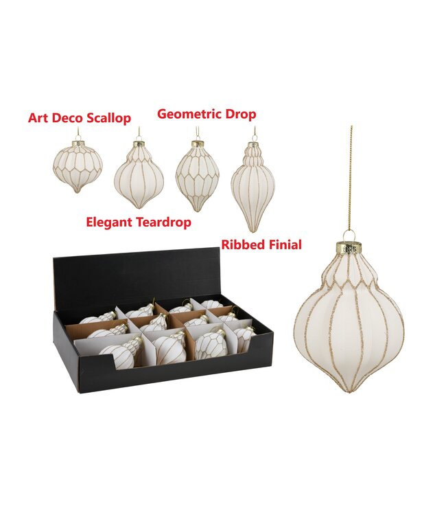 Christmas Ball Ornament White Gold