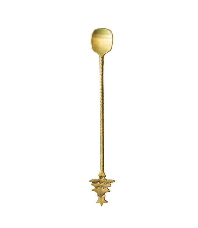 Brass Cocktail Spoon With Tree Handle