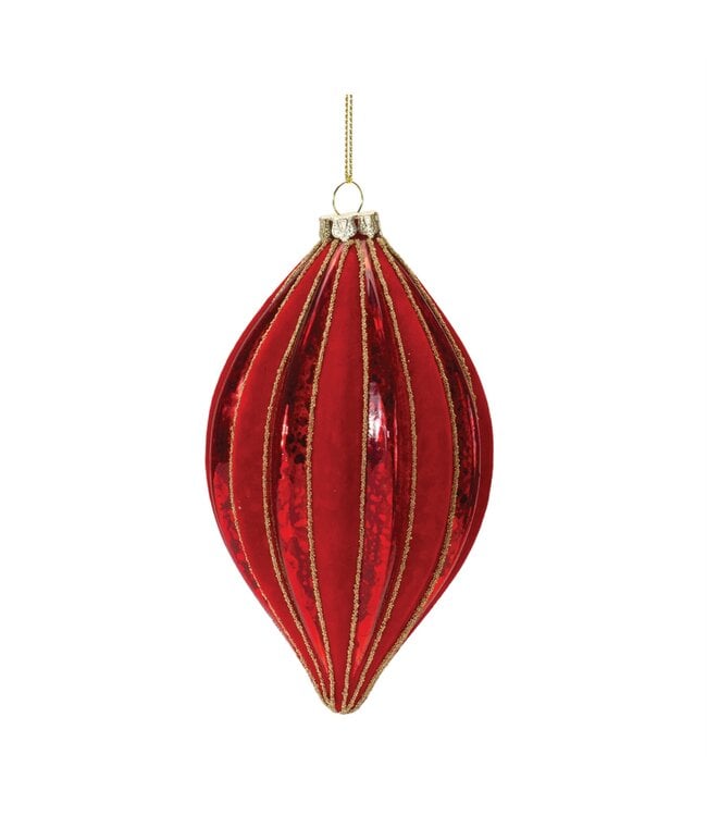 Ribbed Mercury Glass Red Ornament