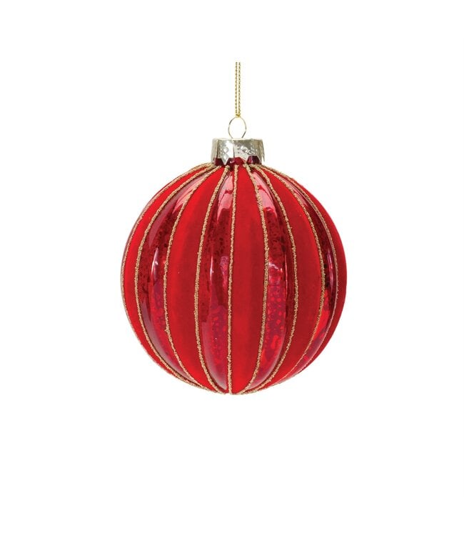 Ribbed Mercury Glass Red Ornament