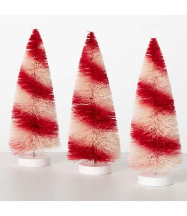 Candy Stripe Bottlebrush Trees - Set of 3