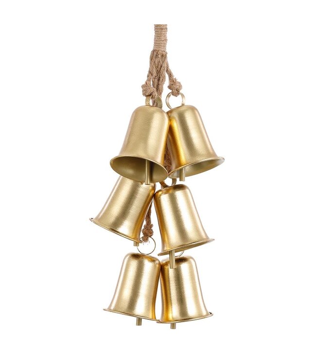 19" Metal Bell Door Knob Hanger Gold