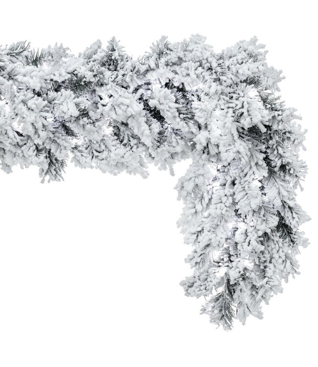 9' x 16" Flocked Alaskan Garland LED