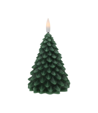 19cm Christmas Tree LED Candle - Dark Green