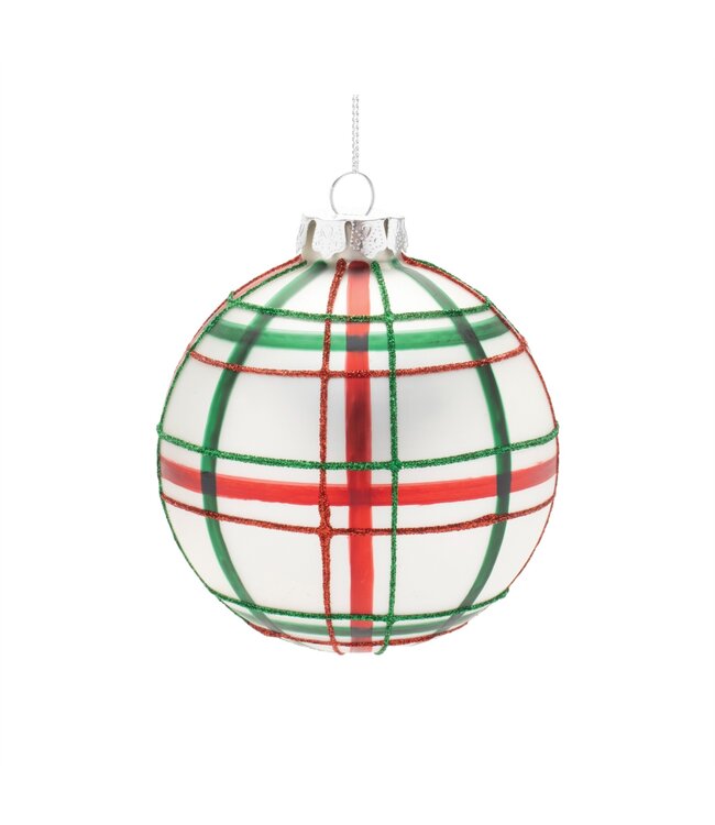 Red and Green Plaid Glass Ornament