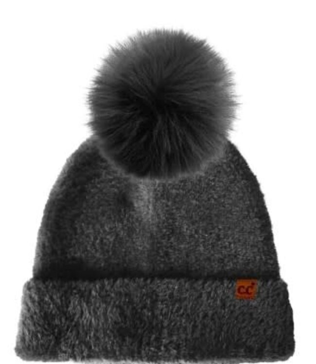 Plush Terry Chenille Pom Beanie