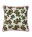 20 Inch Cream Cotton Pillow with Holly Leaves & Berries