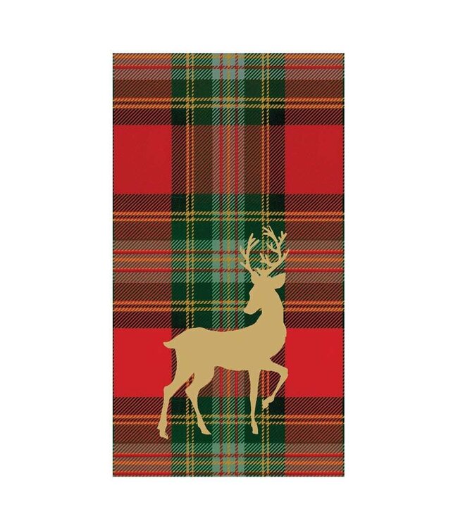 Reindeer Tartan Red Guest Towels