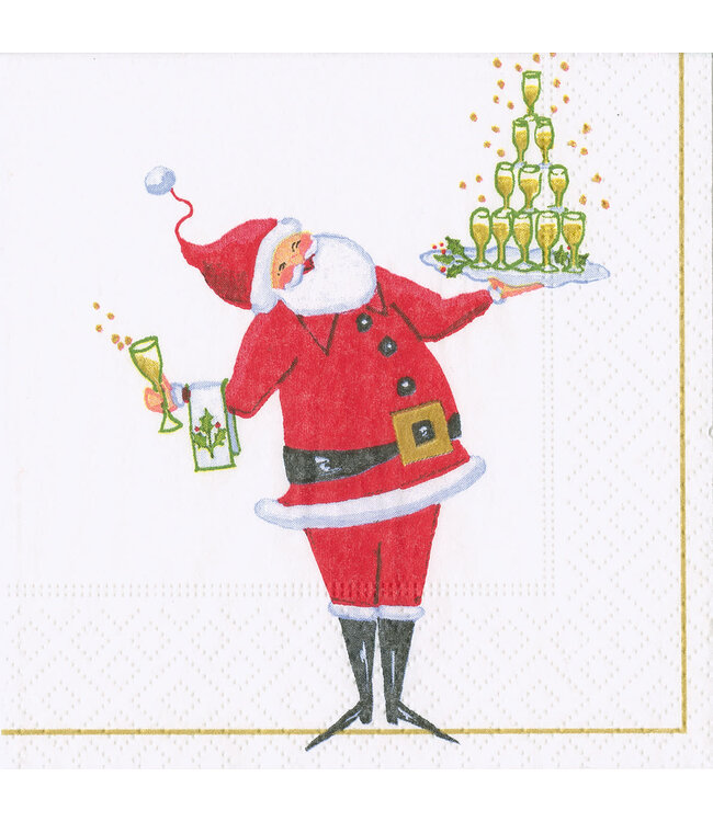 Cocktail Napkin Santa Serving Cocktails