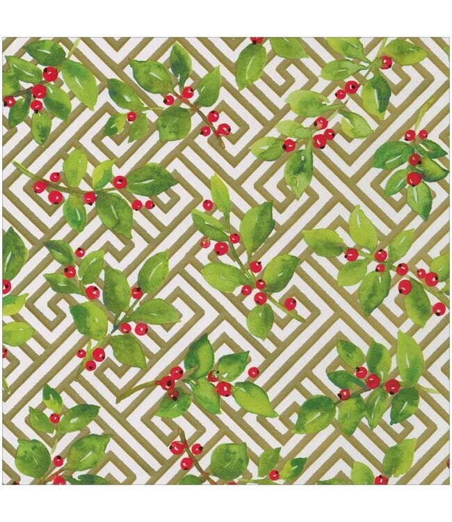 Holly And Fretwork Roll Wrap