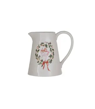 1 Quart Stoneware Pitcher w/ Gold Electroplating