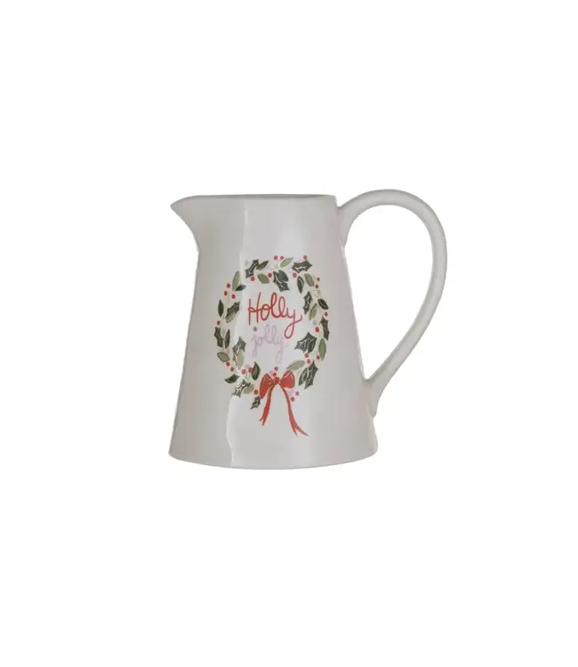 1 Quart Stoneware Pitcher w/ Gold Electroplating